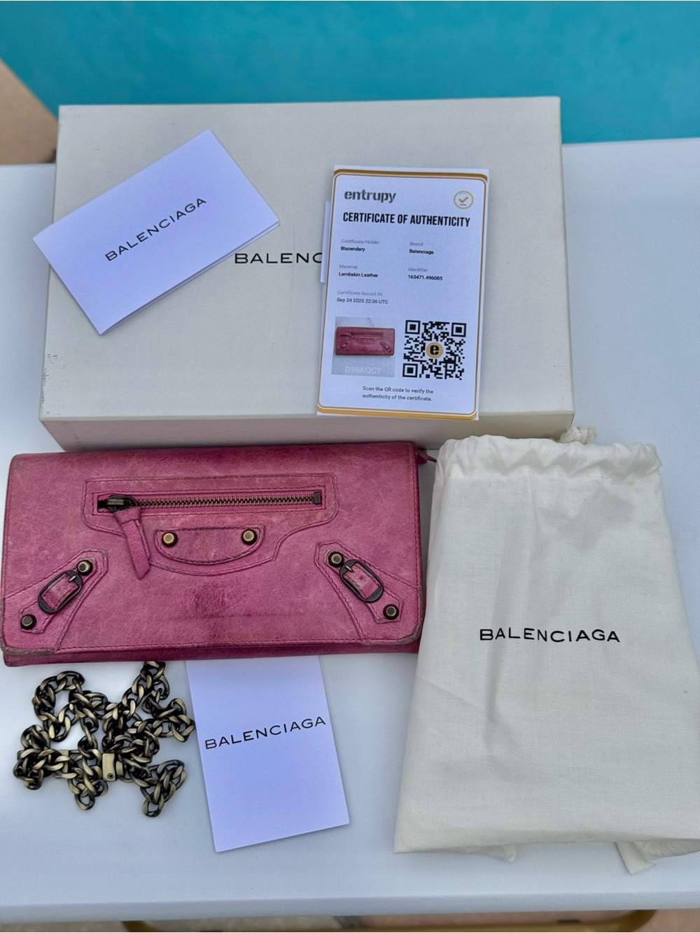 Balenciaga Le City Money Wallet Entrupy Dust bag and box